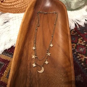 Moon & stars layered necklace